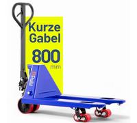 Pallit Transpalette Manuel à Fourche Courte 800 mm - Capacité 2500 kg, Roues PU, Chariot de Manutention Court pour Allées Étroites