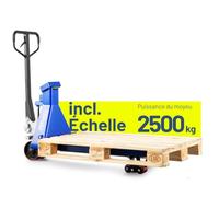 Pallit Transpalette Peseur Scale+ - 2500 kg, Pas 0,5 kg, Fourches 1150 mm | Balance numerique precision 1% pour pesage direct de palette, roues PU silencieuses et timon ergonomique haute capacite