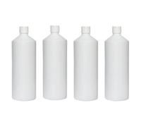 Palm Safe Litre HDPE Plastic Bottles with Flip Caps, White