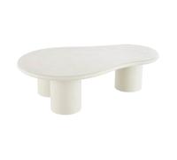 PALMA - Table basse Ovale 3 Pieds MDF Aspect Ciment Crème