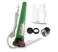 PALMAT Smart Set Commutateur de rideau avec Moteur électrique tubulaire pour volets roulants - Commande vocale, Pour volets ou stores à moteur, Compatible avec Alexa Google Home (60SW/ 45Kg, Blanc)
