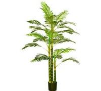 HomCom Palmier Areca artificiel 190 cm – 30 grandes feuilles, grand réalisme, pot inclus, vert