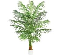 Palmier artificiel 180 cm, blanc, en plastique, en pot, plante d'intérieur