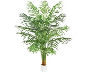 Palmier artificiel 180 cm, blanc, en plastique, en pot, plante d'intérieur