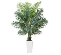 Palmier Artificiel Areca-Duoku-1,8 m-Plante Tropicale en Pot Blanc- Plante Synthétique pour Décoration Intérieure, Salon, Bureau