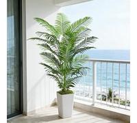 Palmier Artificiel Arnusa en Pot Blanc 180cm, Plante Artificielle Areca Interieur, Arbre Artificiel Décorative Vert pour Salon Balcon Chambre Bureau (1, Pot Blanc, 180cm)