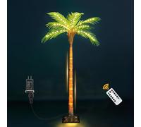 Palmier artificiel de 1,8 m avec 110 lumières LED, arbres artificiels en plastique pour décoration d'intérieur, arbres éclairés pour bar Tiki, vacances, Noël, terrasse - Télécommande