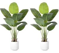 Palmier artificiel de 120 cm avec 9 feuilles, en pot blanc, plante d'intérieur