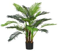 Palmier artificiel - Décoration végétale - 1 mètre - Branches réalistes - Plastique - Avec pot - Vert