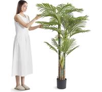Palmier artificiel doré, plante artificielle de 2 m de haut, matériau PE et protection anti-basculement, plante nécessitant peu d'entretien, arbre artificiel vert réaliste pour la décoration de votre