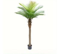 Palmier artificiel en plastique - Décoration d'arbre tropical - Aspect réaliste - Fabriqué en polypropylène (PP) - Couleur verte - Pot noir - Pour intérieur