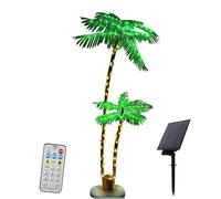Palmier artificiel lumineux de 1,8 m, 2 troncs, 8 modes, décoration de Noël Tiki pour extérieur, terrasse, cour, piscine, porche, fête tropicale