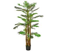 HomCom - Palmier artificiel 1,85 m - plastique, tronc et branches, lichen, feuilles, pot inclus