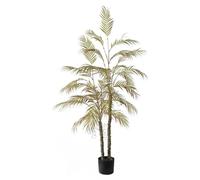 Palmier artificiel - Plante d'intérieur en pot - 150 cm - 2 troncs - Feuilles en polyester - Pour l'extérieur - Jaune fluo