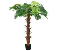 Palmier Cycas artificiel vert 160 cm avec pot en bois massif et plastique, facile d'entretien et réaliste, idéal pour salon, bureau, balcon, décoration intérieure et extérieure