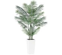 Palmier tropical artificiel en plastique, 210 cm - Résistant aux UV, pour l'intérieur et l'extérieur - Cône blanc - 210 cm