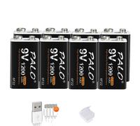 PALO Batterie rechargeable 9V, capacité 1200mAh, connecteur de charge Micro USB, 8pcs