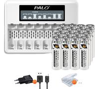 PALO Kit de piles AA rechargeables, 16 x 3500mWh de capacité, charge USB, 16AA 1 chargeur