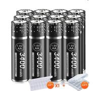 PALO Pile au lithium 1,5V AA, capacité 3400mWh, charge rapide avec chargeur,12AA
