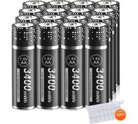 PALO Pile au lithium 1,5V AA, capacité 3400mWh, charge rapide avec chargeur,16AA