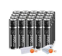 PALO Pile au lithium 1,5V AA, capacité 3400mWh, charge rapide avec chargeur,20AA