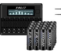 PALO Piles rechargeables AA, capacité 3000mAh, technologie NI-MH ,16 AA et 1 chargeur