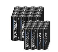 PALO Piles rechargeables, capacité 3000mAh AA, capacité 1100mAh AAA , 16AA 16AAA
