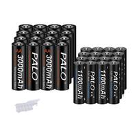 PALO Piles rechargeables, capacité 3000mAh AA, capacité 1100mAh AAA , 16AA AAA