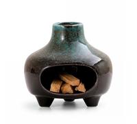 Palo Santo Brûleur d'encens en céramique bleue pour bâtons en bois, sauge | Porte-encens Palo Santo, mini cheminée, porte-encens pour rites spirituels, yoga, méditation