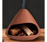Palo Santo Support, Mini Brûleur d’Encens en Céramique avec Cheminée Bol Brûleur d’Encens pour Bâtons Sauge Cônes ou Bougie Pot Fumigation en Argile Zongzi pour Yoga Méditation Maison (Brun)
