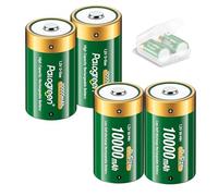Palogreen 4Pcs Piles D Rechargeables 10000mAh, 1.2V NIMH D Batterie ype D Rechargeable Haute capacité, 1500+ Cycles de Recharge avec boîte de Stockage