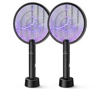 PALONE 2 PCS Raquette Anti Moustiques 4000V Rechargeable UV Exterminator USB, Utilisée pour Tuer Atres Insectes Volants, Postuler à Intérieur et Extérieur- Noir