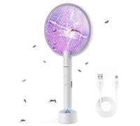 PALONE Raquette Anti-Moustiques 3000V - 2-en-1 Manuel + UV - Télescopique 90° - USB-C- 3 Couches Sécurité - Maison Jardin Camping
