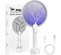 PALONE Raquette Anti-Moustiques 4000V - 2-en-1 Manuel + UV Auto - 6 LED - USB-C 1200mAh - Sécurité 3 Couches - Int/Ext