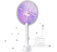 PALONE Raquette Anti-Moustiques Électrique 3000V - 2-en-1 Manuel + UV Automatique - Télescopique 90° - USB-C - Intérieur/Extérieur