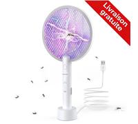 PALONE Raquette Anti-Moustiques Électrique 4000V - 2-en-1 Manuel + UV Automatique - USB-C Rechargeable 1200mAh - Intérieur/Extérieur