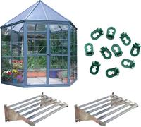 Palram - Canopia Aluminium Serre Oasis Set in ccessoires Gris Ø 248 cm