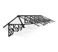 Palram - Canopia Lily Auvent en polycarbonate de 4,2 m x 0,9 m | Aluminium et acier galvanisé, 421,6 cm de long, pour fenêtre, porte, patio, porche, terrasse, extérieur, noir et transparent
