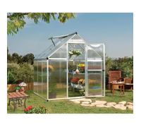 Canopia by Palram Mythos Serre de Jardin- Polycarbonate Protégé Contre Le Solaire et Cadre en Aluminium, Base Inclue - Argent