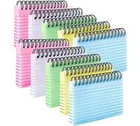 PALUDO 500 Feuilles Fiches Bristol Couleur, 10 Paquets 5 Couleurs Cartes Index Lignées, 125 x 75 mm Spirale Cartes de Révision Flashcards avec Couverture Transparente pour Bureau Mémos Notes