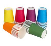 PALUDO 60 Pièces Gobelets Carton Colorés, 250 ml Multicolore Verres Carton Jetables Biodégradable, pour Enfants Bricolage Mariage Fêtes Café Thé Boissons Chaudes et Froides
