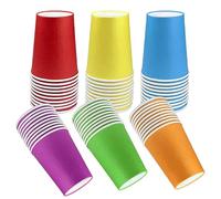 PALUDO Lot de 60 gobelets jetables en carton - Gobelets multicolores biodégradables et compostables pour fête, bricolage, vacances, mariage, anniversaire (6 couleurs)