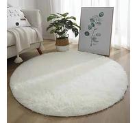 PALVIT Tapis rond moelleux avec fond antidérapant, 100 cm, grand tapis à poils longs pour salon, chambre à coucher, cuisine, tapis à poils longs pour table de chevet, tapis circulaire doux