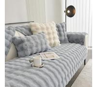PAMEENCOS Housse de canapé épaisse et douce en peluche de lapin 1, 2, 3 ou 4 places, lavable - Protection de meubles, décoration d'intérieur (90 x 160 cm, gris)