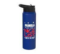 Pamela On The Nice List Nom de Noël amusant Pamela Stainless Steel Insulated Water Bottle