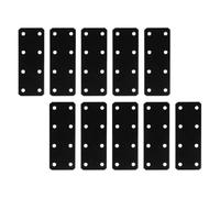 PAMINGONO 10pcs Entretoises Plates Droites en Fer Noir pour Réparation et Fixation Renforcée de Meubles, Résistantes la Rouille, Adaptées aux Pieds de Meubles et Armoires