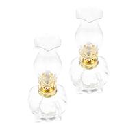 PAMINGONO 2 Pièces Lampe à Pétrole Lanterne Tempête Décorative de Cœur en Verre 120ml avec Mèche Réglable Vintage pour Dîners aux Chandelles et Éclairage d'urgence