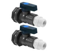 PAMINGONO 3/4 Pouces Kit de Robinet PVC pour Récupérateur d'eau de Pluie | Lot de 2 Pièces, Modèle Dn20 Noir, Installation Facile, Commande de Valve, pour Aquarium et Seau