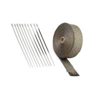 PAMINGONO Bande Thermique en Titane pour Collecteur D'échappement Voiture et Moto, Fibre Ignifuge 15m avec 10 Attaches Inox pour Performance et Protection Thermique