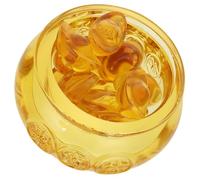 PAMINGONO Bassin Trésor en Citrine Jaune Surface Lisse, Décoration Traditionnelle Chinoise pour Salon et Table, Ensemble de 1 Pièce pour Ambiance Chaleureuse